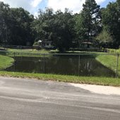 A retention pond in a subdivision.