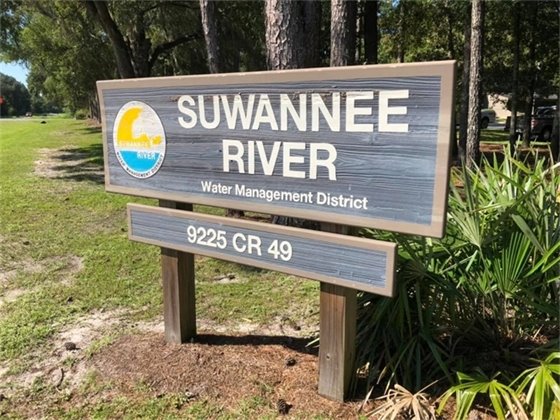 Suwannee River Water Management District sign outside the headquarter office. 