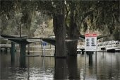 High river flooding a park